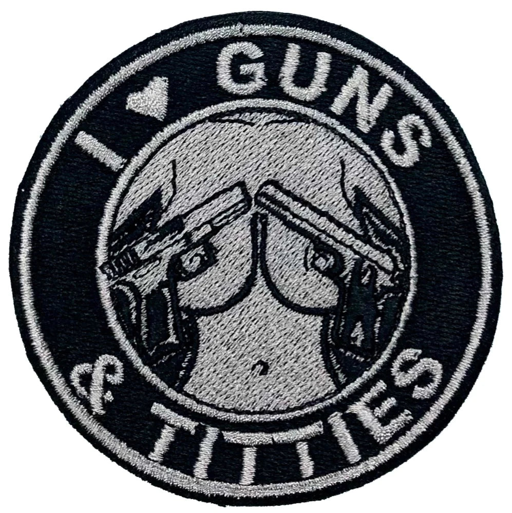 VELCRO® BRAND Fastener Morale HOOK PATCH I LOVE Guns And Titties 3