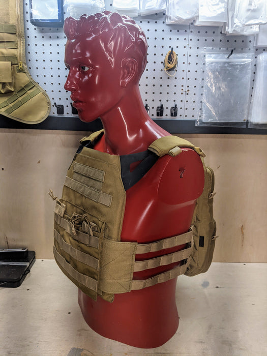 Used WoSport JPC Jumper Plate Carrier w/ Modular Assault Backpack & 1x SAPI Dummy Plate (Coyote Brown)