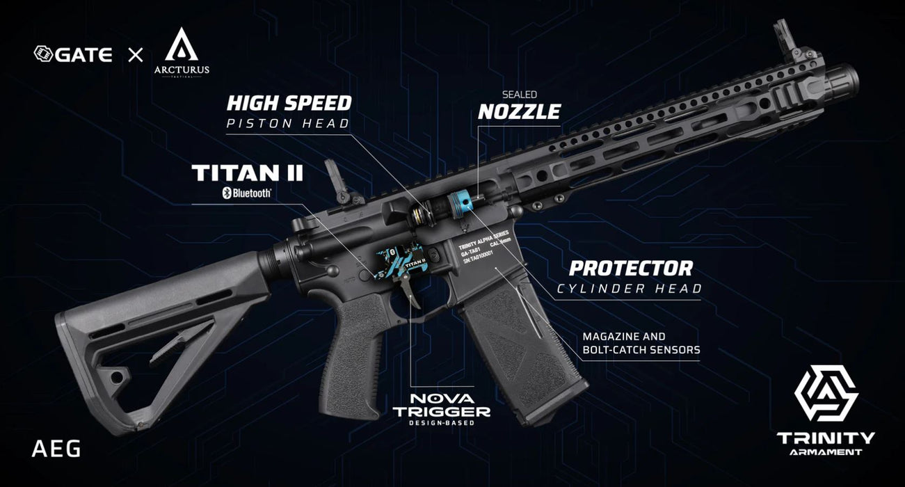 [PREORDER Sept. 2024] Gate x Arcturus Trinity Armament Training Rifle w/ Gate Titan II Bluetooth MOSFET AEG Airsoft Gun