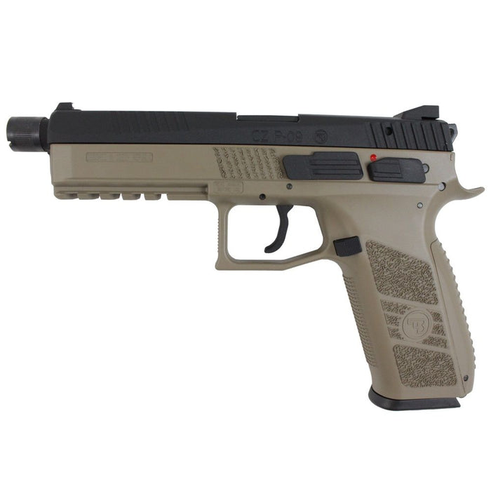 ASG x KJW CZ P-09 Duty Gas Blowback Airsoft Pistol w/ Threaded Barrel (Dark Earth)