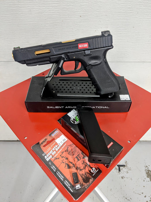 [Custom Build] Used WE Tech Glock 17 Frame with Tier 1 EMG SAI BLU Glock 34 Slide Kit Gas Blowback Airsoft Pistol